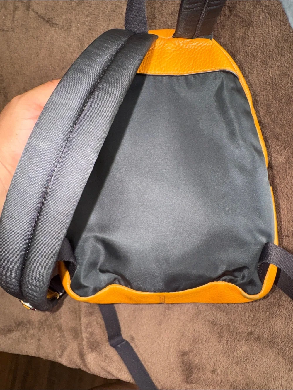 Coach Mini Pebbled Leather Backpack Mustard Yellow / Honey –good Condition